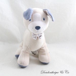 Peluche perro CANDY SUGAR Juguete Dandy beige pajarita azul 20 cm