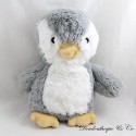 Peluche bouillotte pingouin gris blanc poche dans le dos