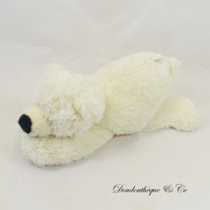 Peluche ours polaire SIA blanc couché allongé 25 cm