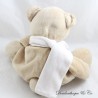 Stuffed bear JOLLYBABY beige scarf pink footprints 30 cm
