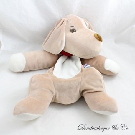 Plüsch Hund Pyjama Organizer SUCRE D'ORGE braun beige rot Schal 40 cm Plüsch Hund Pyjama Organizer SUCRE D'ORGE braun beige rot Schal 40 cm