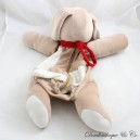 Peluche range pyjama chien SUCRE D'ORGE marron beige foulard rouge 40 cm