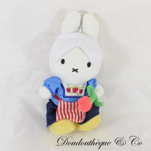 Peluche coniglio MIFFY Moglie contadina olandese tulipano blu e bianco 21 cm