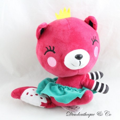 DPAM Peluche Tutù Rosa Magenta Corona Verde Gatto Giallo 19 cm