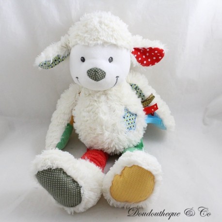 Peluche mouton NICOTOY blanc rouge bleu jaune étoiles 39 cm Peluche mouton NICOTOY blanc rouge bleu jaune étoiles 39 cm