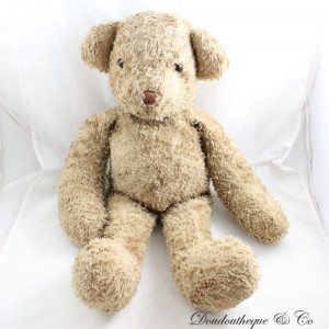 Large plush bear DPAM From the same to the same vintage brown beige long hair curly 60 cm
