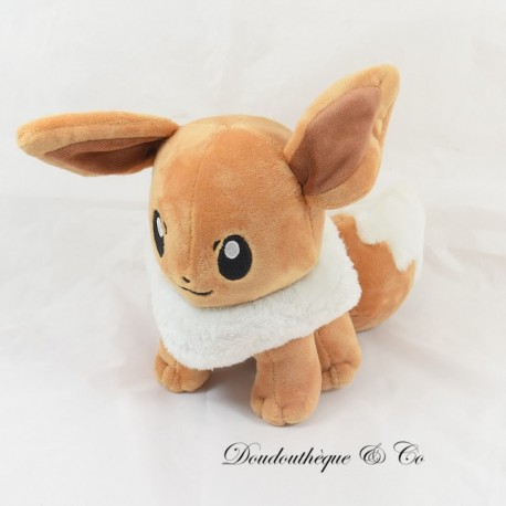 Peluche Evoli POKEMON Col et queue blanc marron 22 cm