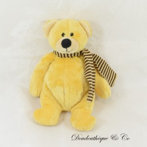 Teddybär LASCAR gelb PELUCHE gestreifter Schal 20 cm