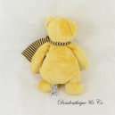 Peluche ours LASCAR PELUCHE jaune écharpe rayée 20 cm