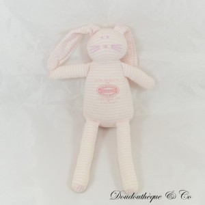 Rabbit cuddly toy PETIT BATEAU Milleraies striped pink white 23 cm