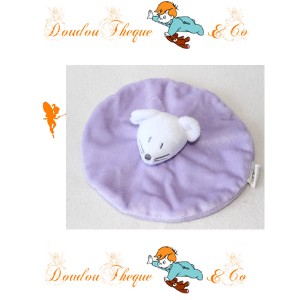 Doudou plat Lapin blanc bleu Grain de Ble