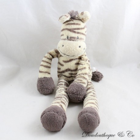 Zebra Plüsch NICOTOY gestreift gelb beige grau lange Haare 36 cm