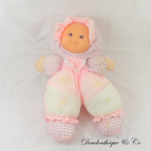 Doll Rag Head OSCAR CREATION Silicone Blue Eyes Pink Fabrics to Heart Vintage 38 cm