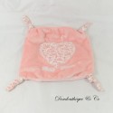 Flat cuddly toy WITHOUT BRANDING liberty "Petit coeur" Pink flower 20 cm