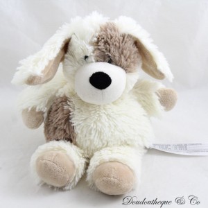 Peluche bouillotte chien WARMIES micro-ondes blanc marron 24 cm