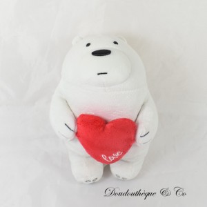 Peluche ours MINISO LIFE blanc coeur love rouge 19 cm