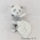 Peluche panda SUCRE D'ORGE gris blanc mouchoir étoiles noeud papillon 20 cm