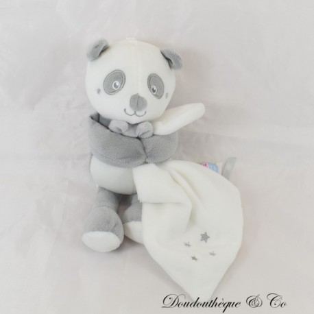 Peluche panda CANDY CANE grigio bianco fazzoletto stelle papillon 20 cm
