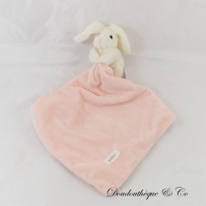 Doudou mouchoir lapin NEWBIE Rose et Blanc 38 cm