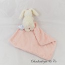 Doudou mouchoir lapin NEWBIE Rose et Blanc 38 cm