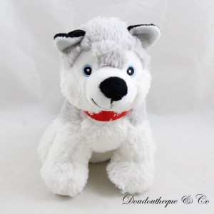 Stuffed husky dog PRIMATIS collar red