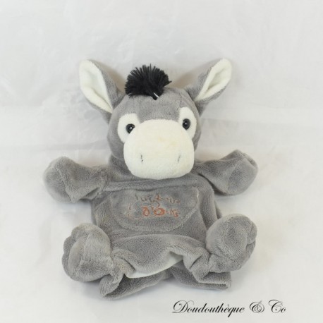 Donkey puppet cuddly toy HISTOIRE D'OURS grey pocket 25 cm