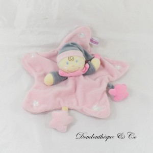 Flaches Kuscheltier Pixie CHEEKBONE rosa Harlekin Mädchen Stern und Mond 25 cm