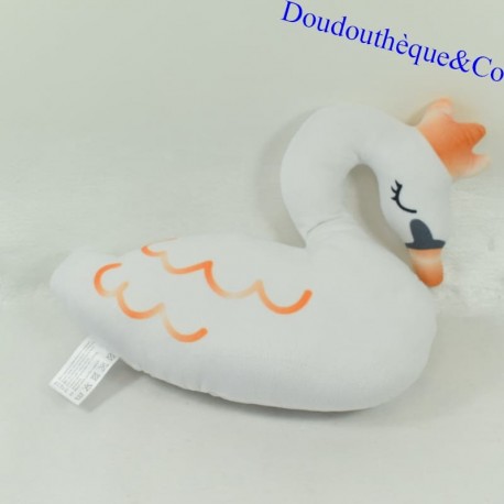 Peluche cygne ZEEMAN blanc ailes et couronne oranges 25 cm