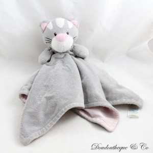 Doudou plat chat PRIMARK EARLY DAYS gris rose RARE 45 cm