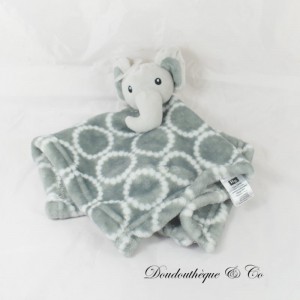 Doudou plat éléphant HB HUDSON BABY gris Ronds blancs 34 cm