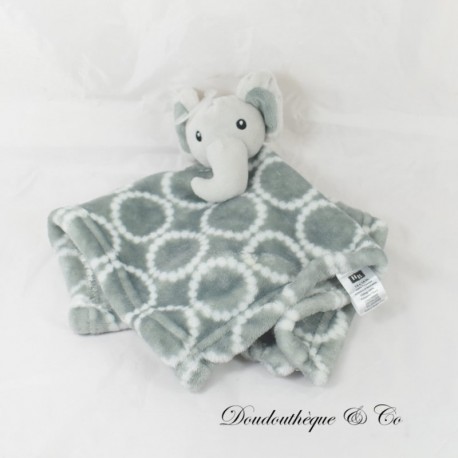 Flat cuddly toy elephant HB HUDSON BABY grey Round white 34 cm