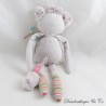 Doudou chat MOULIN ROTY Les Pachats gris rose grelot 24 cm