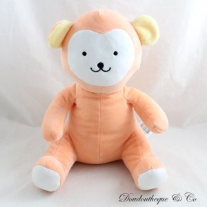 Peluche singe TOM & KIDDY Bisous d'ange orange blanc assis 25 cm