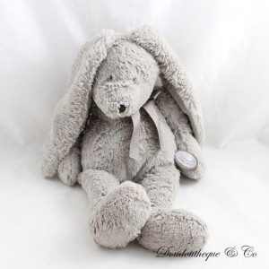 Peluche Neela lapin DIMPEL gris ruban marron 30 cm