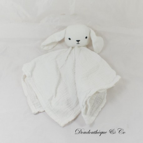 Bunny swaddle cuddly toy BOUT'CHOU (Monoprix) white square 35 cm