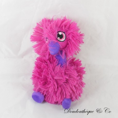 Peluche struzzo AUCHAN setole lucide rosa e viola 25 cm