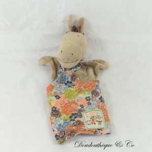 Doudou marionnette âne MOULIN ROTY Barnabé La grande famille salopette 26 cm