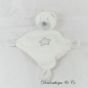 Flat cuddly toy bear SAUTHON white diamond stars grey 30 cm