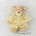Stuffed bear TEX BABY pyjamas green flower and heart 26 cm