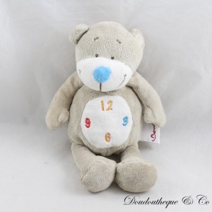 Peluche ours BENGY horloge beige