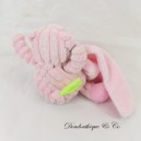 Fazzoletto Orsacchiotto BABY NAT' Pupazzo a coste bianco rosa 17 cm