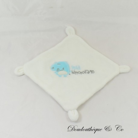 Nilpferd flaches Kuscheltier PETIT A PETIT quadratisch weiß und blau 19 cm Nilpferd flaches Kuscheltier PETIT A PETIT quadratisch weiß und blau 19 cm