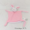 Blanket flat rabbit Grain de blé pink with polka dots square 4 knots 25 cm