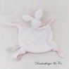 Blanket flat rabbit Grain de blé pink with polka dots square 4 knots 25 cm