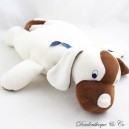 Stuffed dog SUCRE D'ORGE brown beige blue bow vintage RARE 30 cm