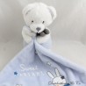 Teddy Bear Handkerchief CHILDREN'S WORDS Sweet dreams blue white rabbit stars Leclerc