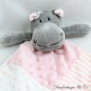 Hippopotamus flat cuddly toy LA GALLERIA pink grey diamond 3 knots 36 cm
