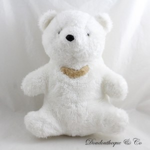 Peluche orsetto TEDDY bianco cuore beige vintage 30 cm