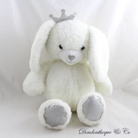 TOM & ZOE Hase Plüsch Weiß Krone Silbergrau 41 cm TOM & ZOE Hase Plüsch Weiß Krone Silbergrau 41 cm