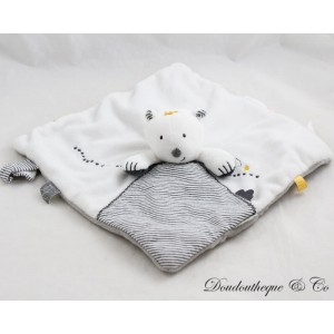 Flat cuddly toy Sam bear NOUKIE'S crown grey white stripes 25 cm